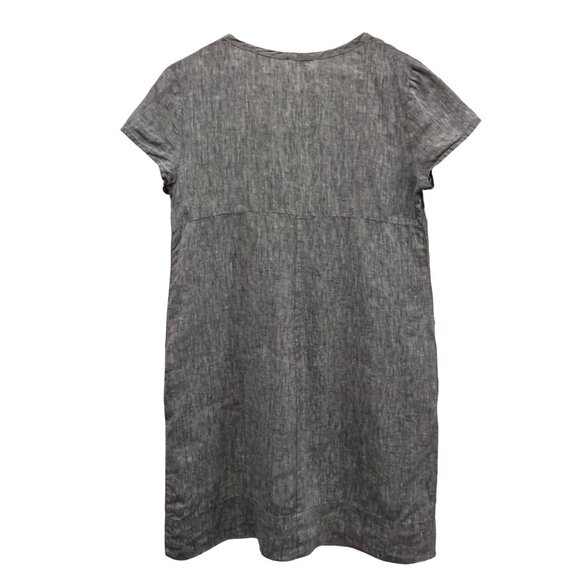 Nuthatch Shirred Washed Linen Pullover Dress, Gray, L - Picture 4 of 11